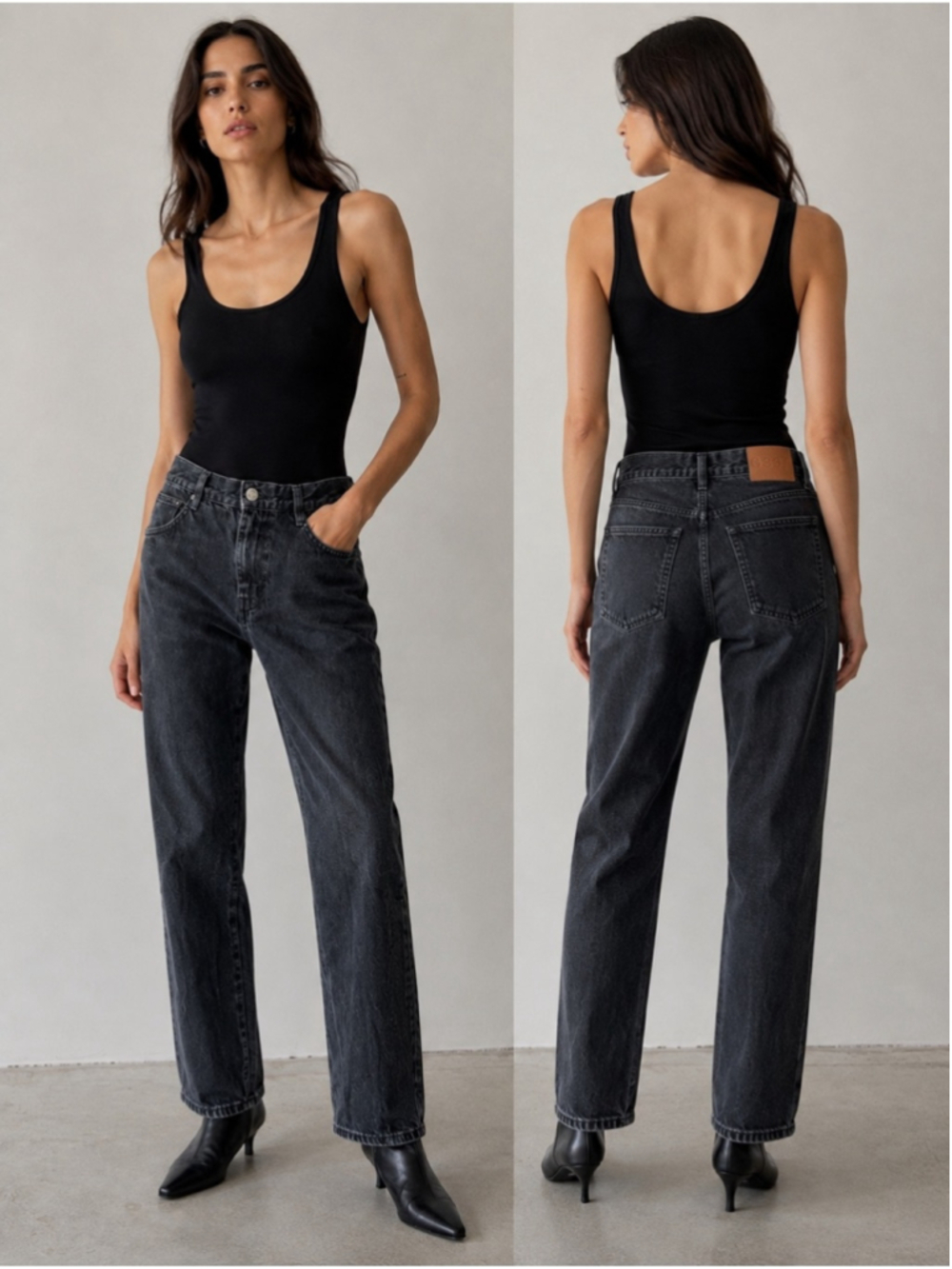 6397 Paris Jean Washed Black Straight Crop Mid Rise Size 29 Made in Italy